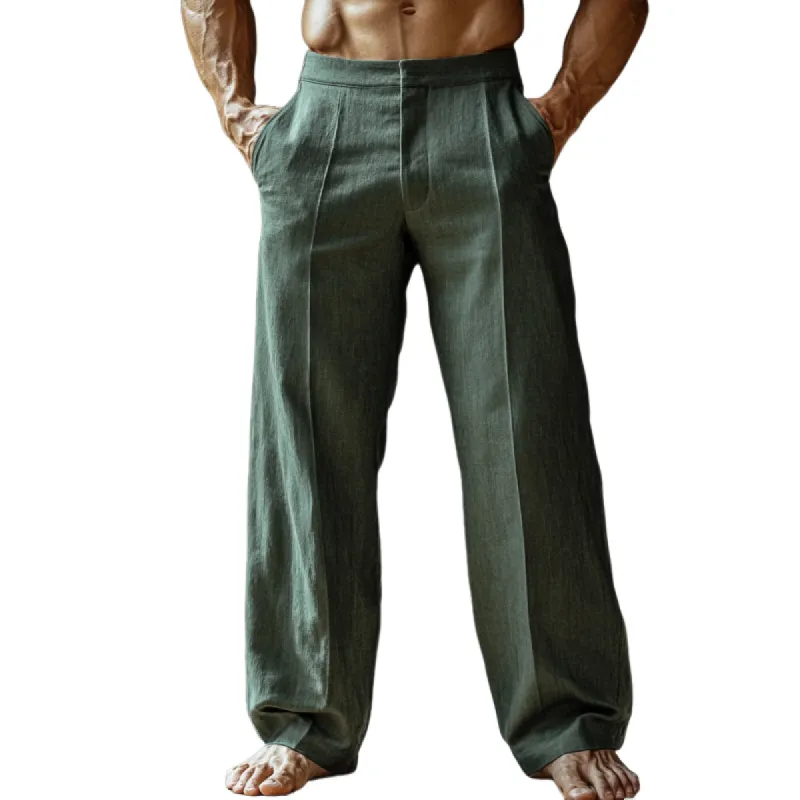 Men's Fashion Cotton And Linen Straight Pants 42278848Y sold by Manly