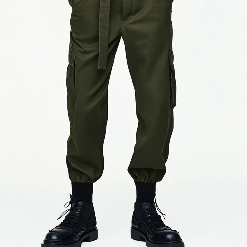 Men's Solid Color Lapel Long Sleeve Multi-pocket Cargo Jumpsuit 29998184Z sold by Manly product image thumbnail 4
