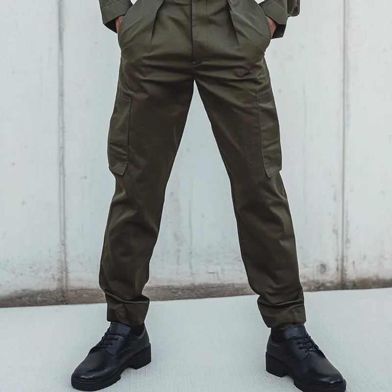 Men's Solid Color Lapel Long Sleeve Multi-pocket Cargo Jumpsuit 33009489Z sold by Manly product image thumbnail 4