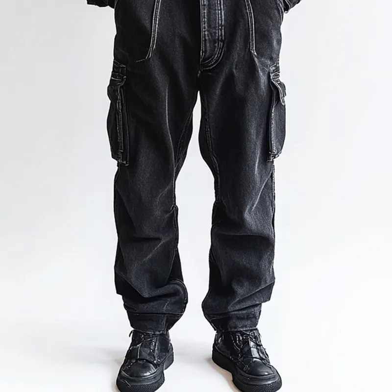 Men's Fashion Denim Long Sleeve Multi-pocket Cargo Jumpsuit 78556096Z sold by Manly product image thumbnail 4
