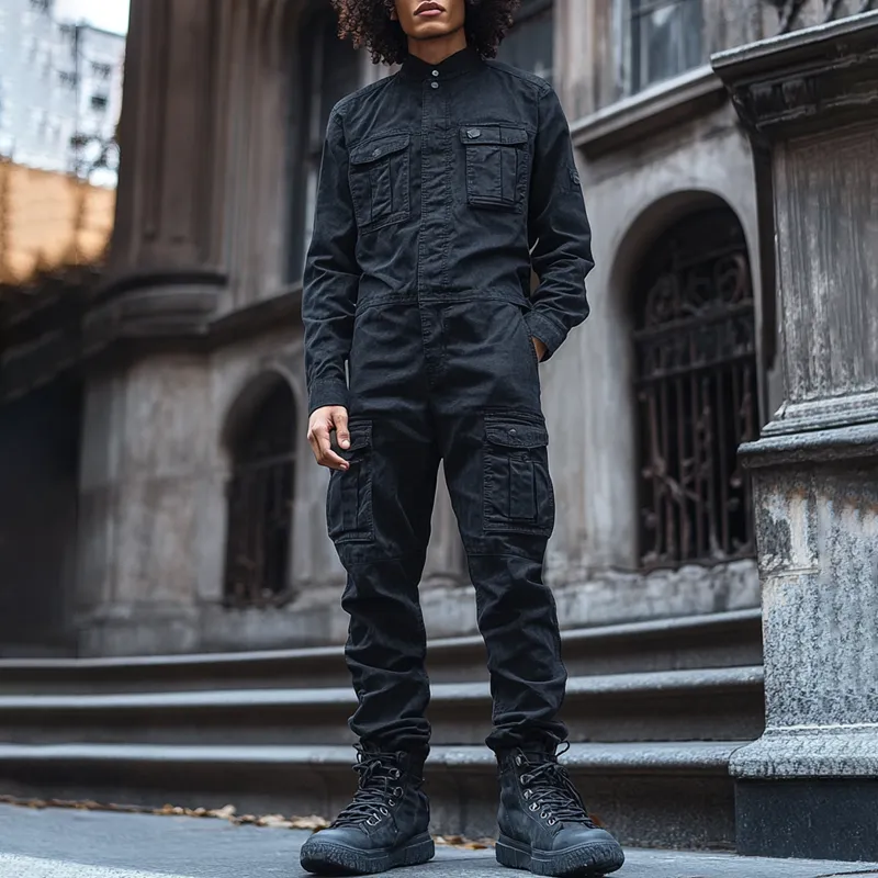 Men's Fashion Denim Long Sleeve Multi-pocket Cargo Jumpsuit 12395329Z sold by Manly product image thumbnail 2