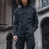 Men's Fashion Denim Long Sleeve Multi-pocket Cargo Jumpsuit 12395329Z sold by Manly