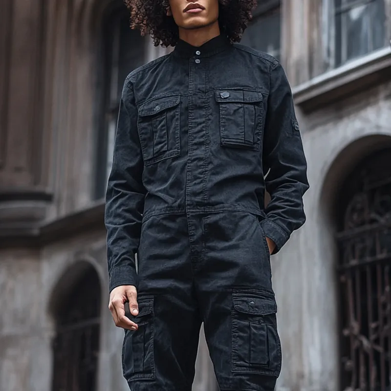 Men's Fashion Denim Long Sleeve Multi-pocket Cargo Jumpsuit 12395329Z sold by Manly product image thumbnail 3