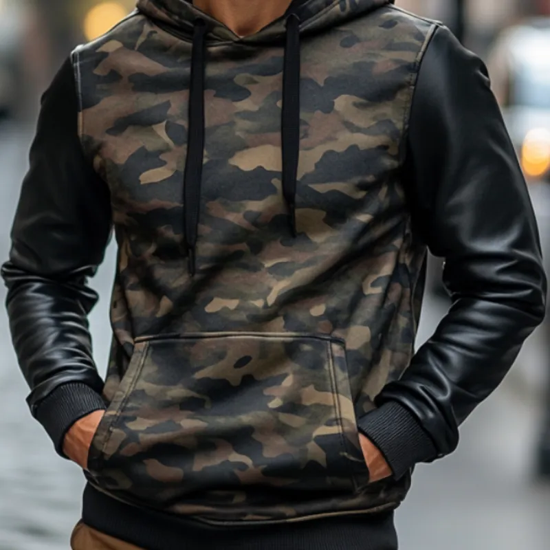Men's Casual Fashion Camouflage Patchwork Hoodie 59756950F sold by Manly product image thumbnail 3