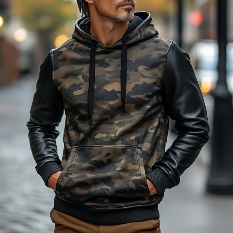 Men's Casual Fashion Camouflage Patchwork Hoodie 59756950F sold by Manly product image thumbnail 2