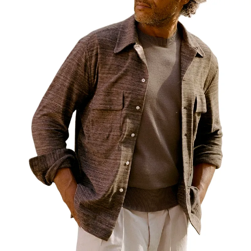 Men's Retro Trend Lapel Long Sleeve Shirt 91500076F sold by Manly