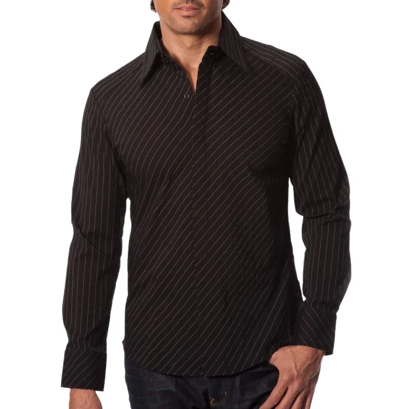 Men's Trendy Twill Lapel Long-sleeved Shirt 30245273F sold by Manly
