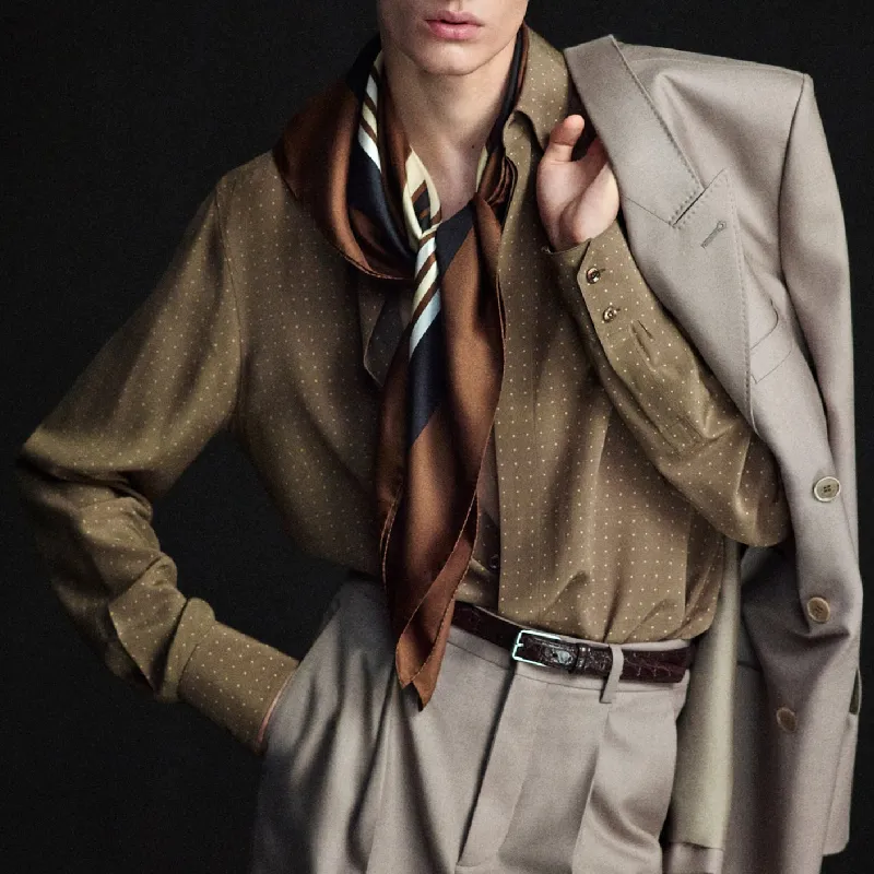 Men's Casual Polka Dot Digital Print Lapel Long Sleeve Shirt 19649597F sold by Manly product image thumbnail 2