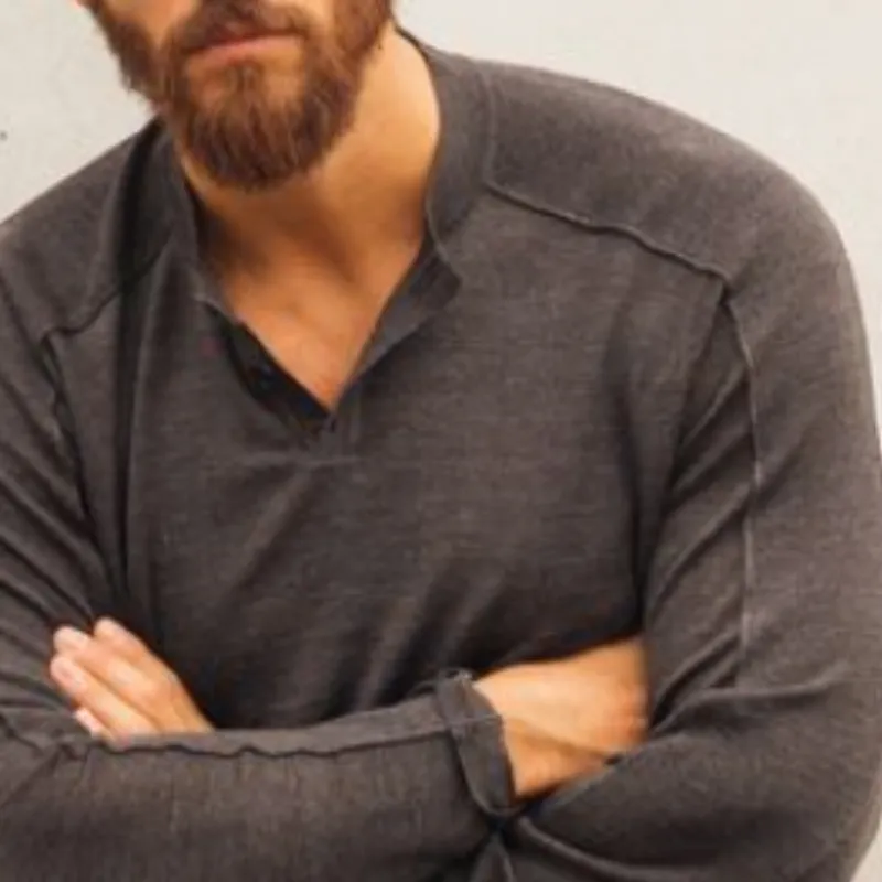 Men's Classic Casual Slim Fit V-Neck Knitted Long Sleeve T-Shirt 74229136K sold by Manly product image thumbnail 4