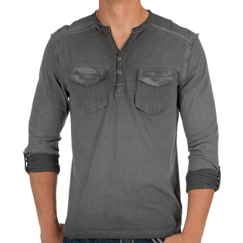 Men's Classic Casual Henley Collar Multi-Pocket Long Sleeve T-Shirt 95078256K sold by Manly