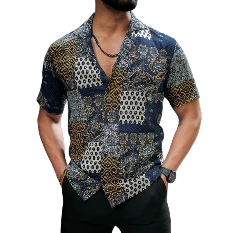Men's Classic Casual Slim Fit Printed Short Sleeve Shirt 64081825K sold by Manly