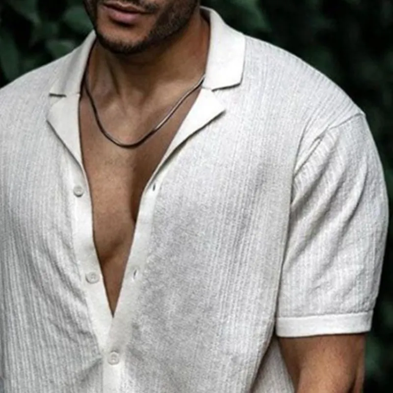 Men's Classic Casual Slim Fit Knit Short Sleeve Shirt 24535774K sold by Manly product image thumbnail 3