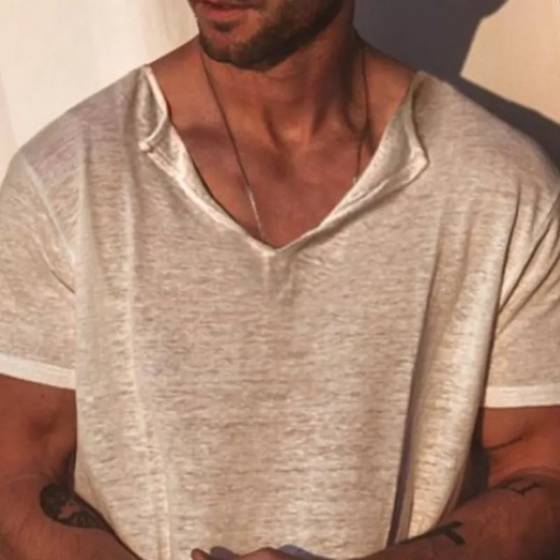 Men's Classic Casual V-Neck Bamboo Cotton Short Sleeve T-Shirt 16077483K sold by Manly product image thumbnail 3