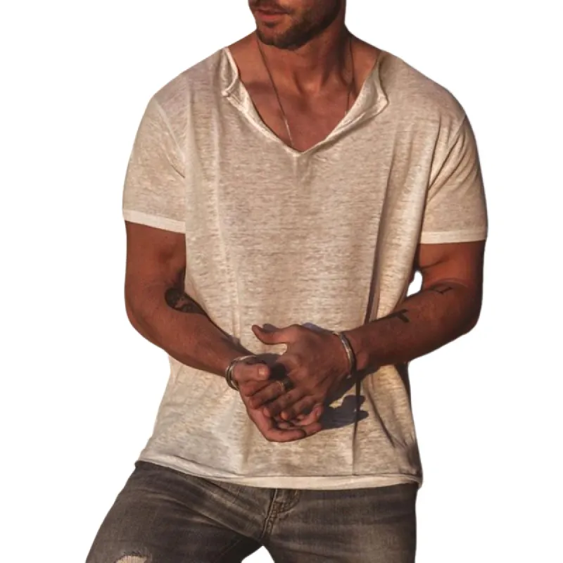 Men's Classic Casual V-Neck Bamboo Cotton Short Sleeve T-Shirt 16077483K sold by Manly