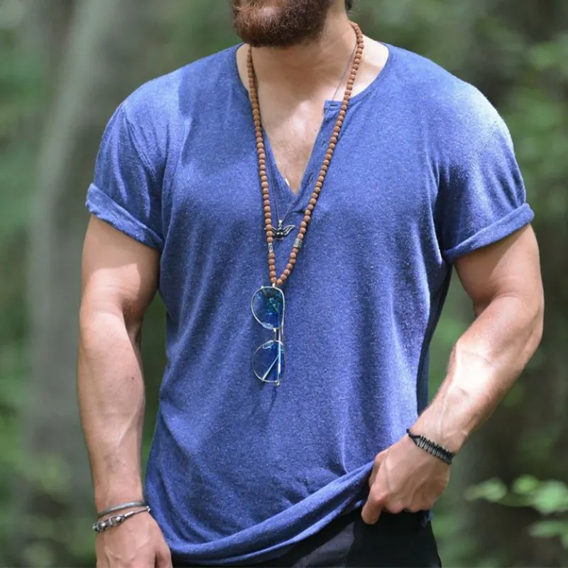 Men's Classic Casual V-neck Slim Short Sleeve T-shirt 36097853K sold by Manly product image thumbnail 3