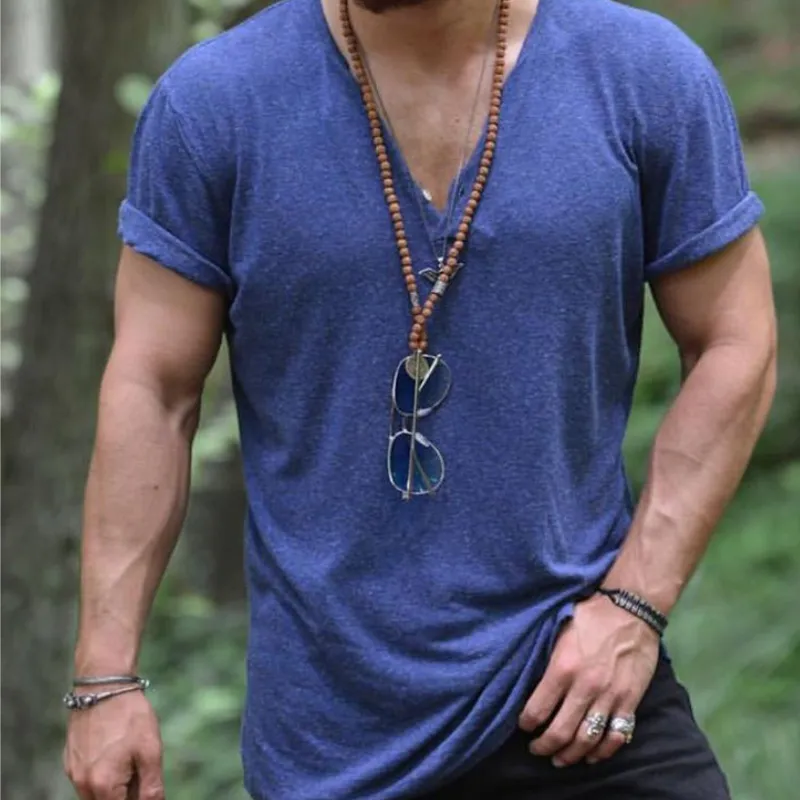 Men's Classic Casual V-neck Slim Short Sleeve T-shirt 36097853K sold by Manly product image thumbnail 2