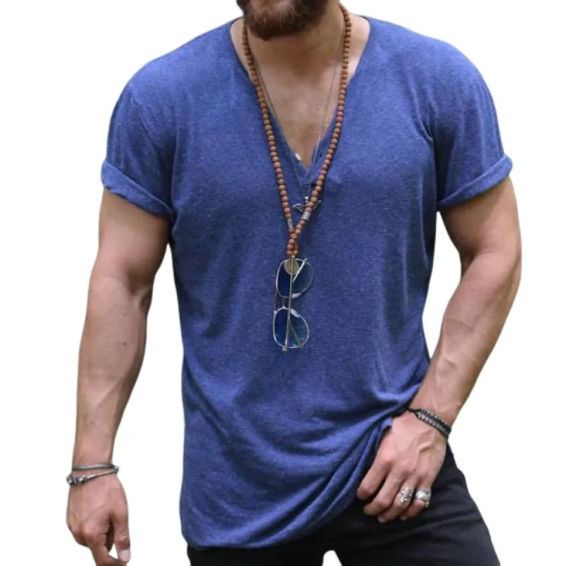 Men's Classic Casual V-neck Slim Short Sleeve T-shirt 36097853K sold by Manly