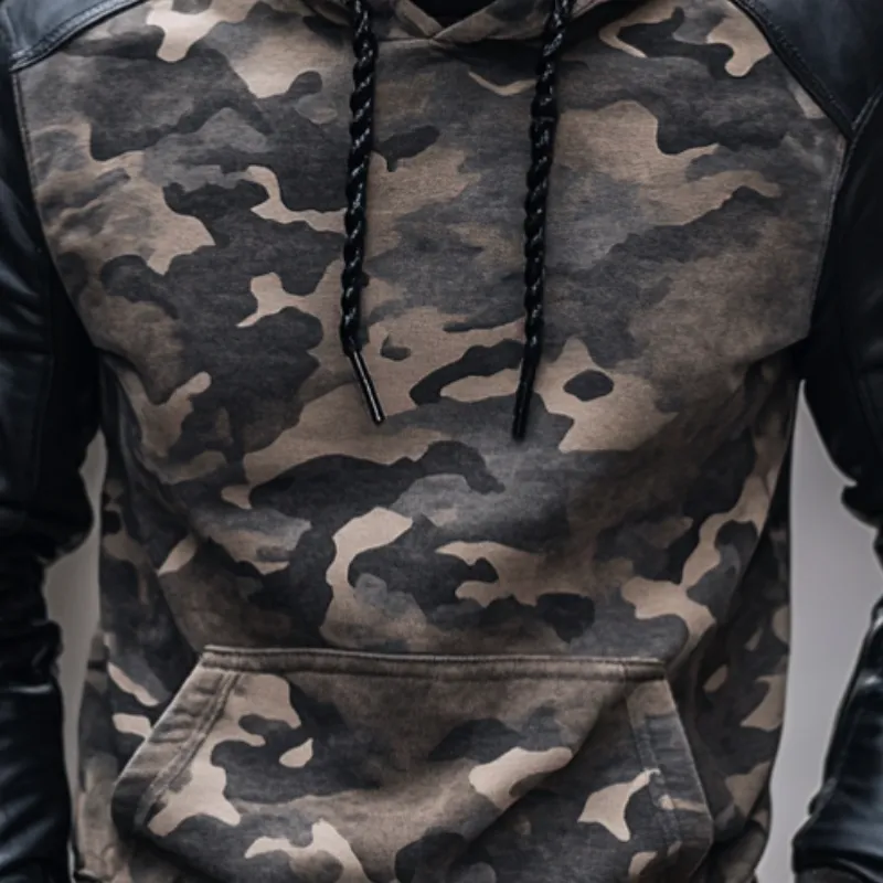 Men's Casual Trendy Camouflage Patchwork Hoodie 99313356F sold by Manly product image thumbnail 3