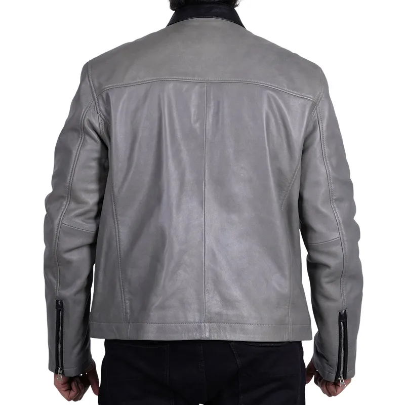 Men's Casual Multi-Pocket Stand Collar Zipper Leather Jacket 30773656F sold by Manly product image thumbnail 5