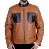 Men's Casual Multi-Pocket Stand Collar Zipper Leather Jacket 30773656F sold by Manly