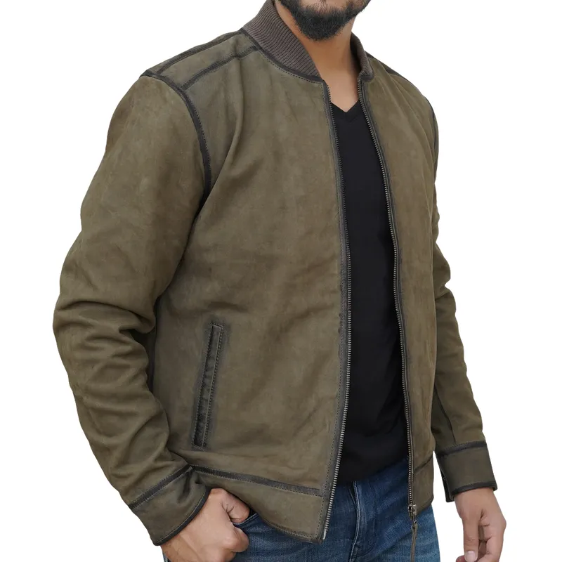 Men's Vintage Casual Baseball Collar Zipper Leather Jacket 10662649F sold by Manly product image thumbnail 2