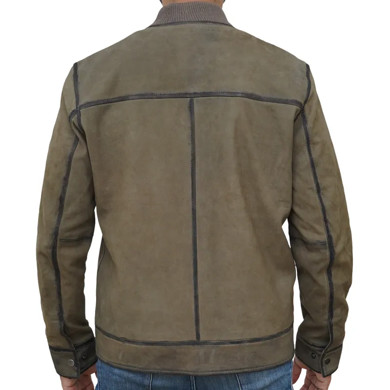 Men's Vintage Casual Baseball Collar Zipper Leather Jacket 10662649F sold by Manly product image thumbnail 3