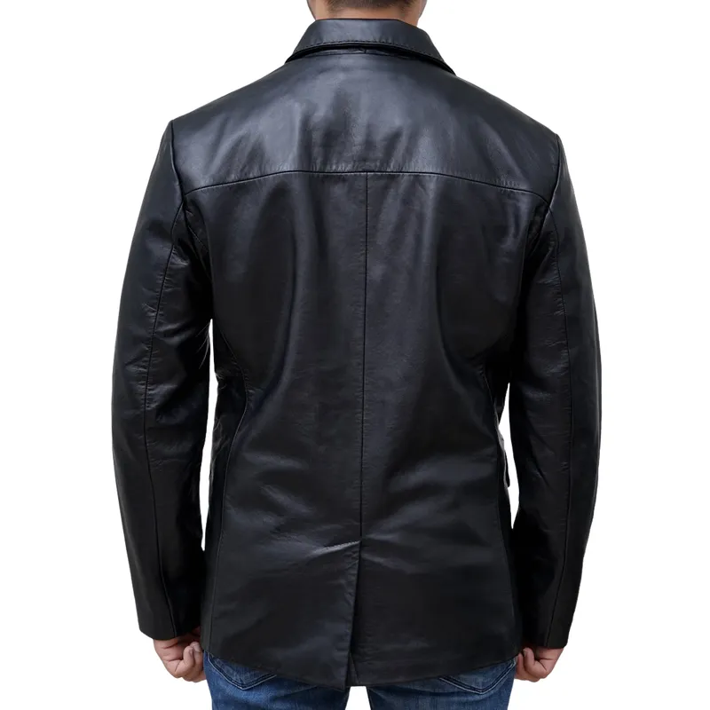 Men's Classic Vintage Lapel Two Button Leather Blazer 77679868F sold by Manly product image thumbnail 5