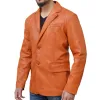 Men's Classic Vintage Lapel Two Button Leather Blazer 77679868F sold by Manly