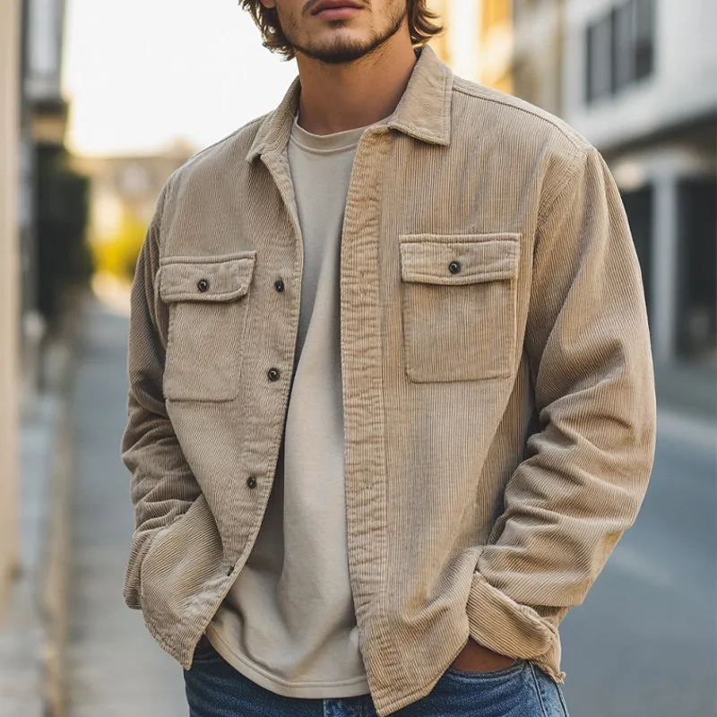 Men's Vintage Loose Fit Corduroy Long Sleeve Button-Down Shirt 84409920U sold by Manly product image thumbnail 2