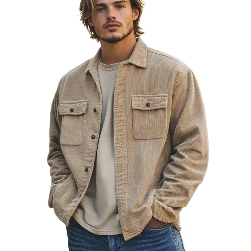 Men's Vintage Loose Fit Corduroy Long Sleeve Button-Down Shirt 84409920U sold by Manly product image thumbnail 3