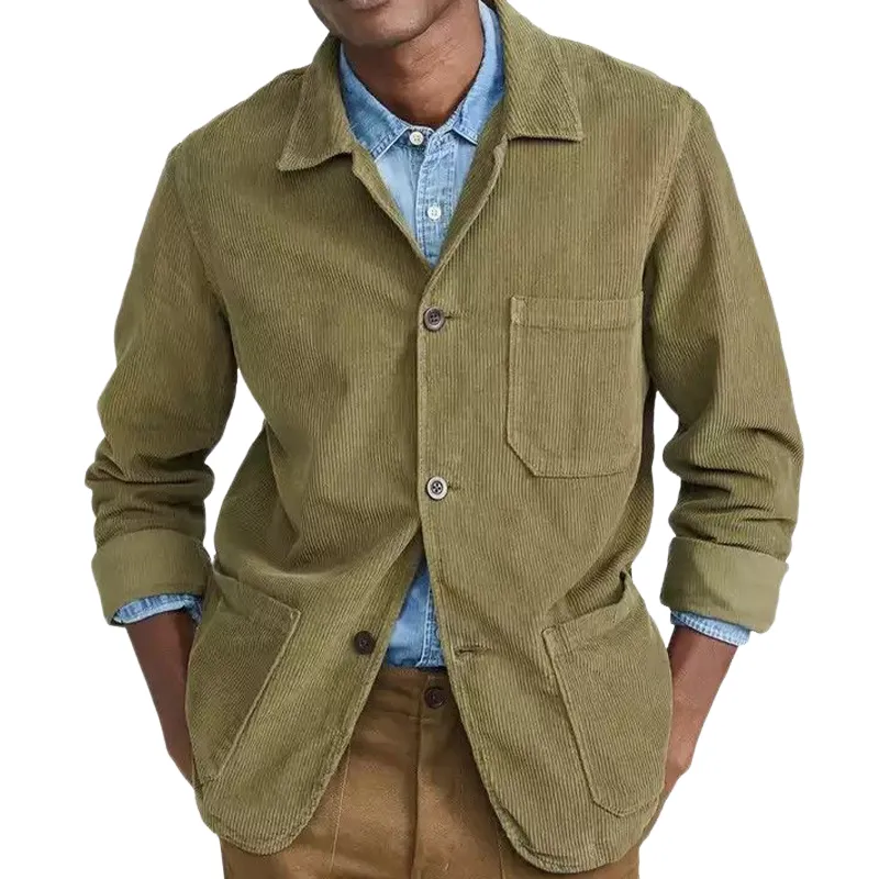 Men's Vintage Loose Fit Corduroy Long Sleeve Button-Down Shirt 68119254U sold by Manly product image thumbnail 2
