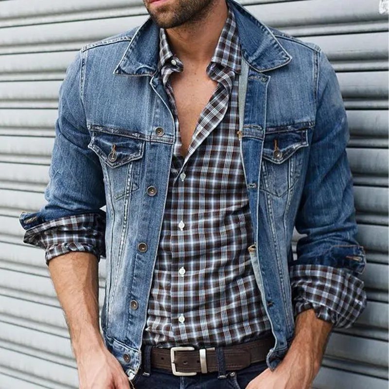 Men's Vintage Washed Denim Button Down Slim Jacket 12888539U sold by Manly product image thumbnail 2