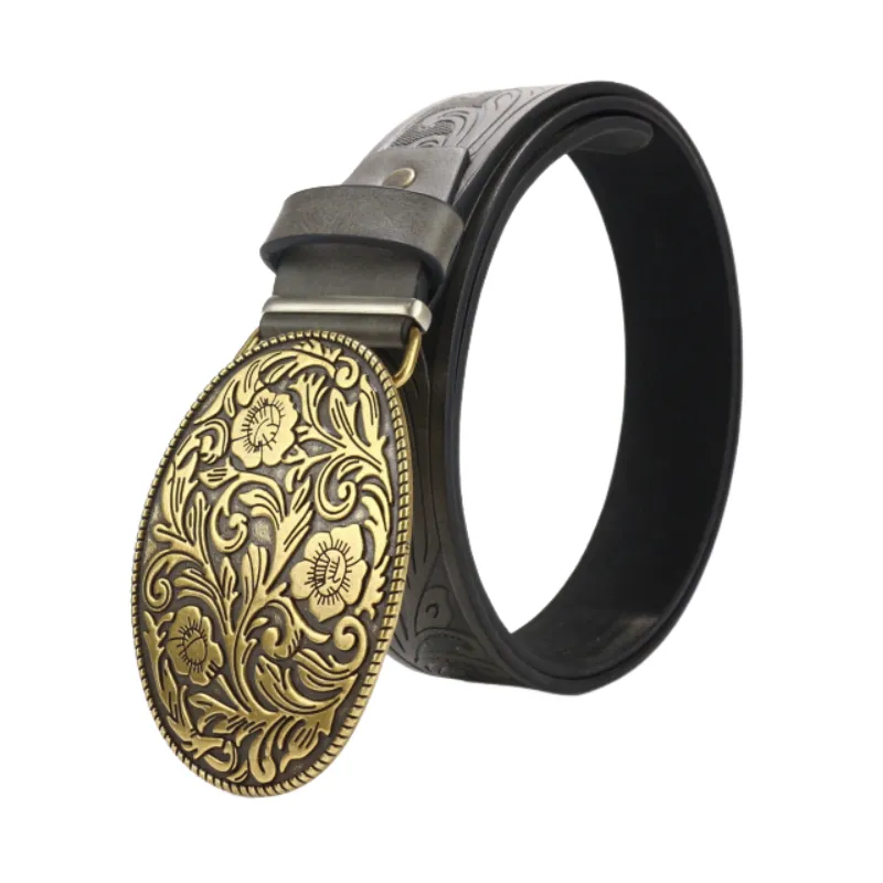 Men's Vintage Engraved Western Cowboy Leather Belt 88617180M sold by Manly product image thumbnail 3