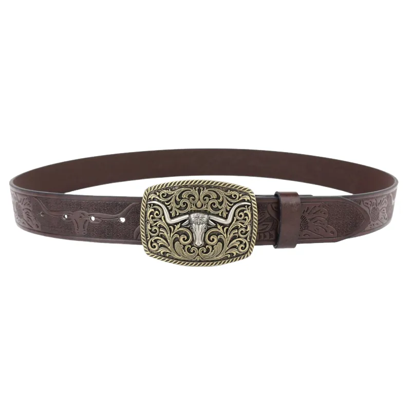 Men's Vintage Engraved Western Cowboy Leather Belt 66925597M sold by Manly product image thumbnail 2