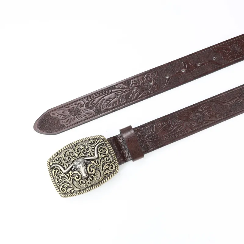 Men's Vintage Engraved Western Cowboy Leather Belt 66925597M sold by Manly product image thumbnail 4