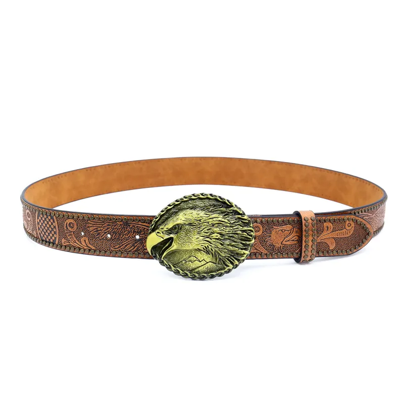 Men's Vintage Embossed Rivet Western Cowboy Leather Belt 61040356M sold by Manly product image thumbnail 2