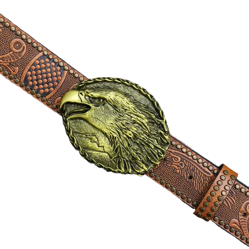 Men's Vintage Embossed Rivet Western Cowboy Leather Belt 61040356M sold by Manly product image thumbnail 3