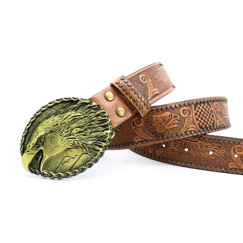 Men's Vintage Embossed Rivet Western Cowboy Leather Belt 61040356M sold by Manly product image thumbnail 4