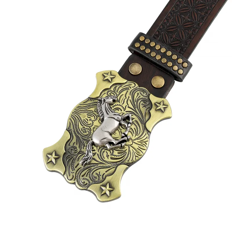 Men's Vintage Embossed Western Cowboy Leather Belt 67636191M sold by Manly product image thumbnail 3