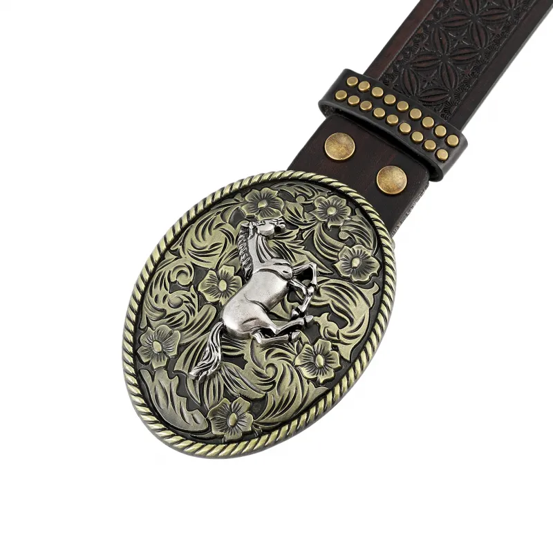 Men's Vintage Embossed Western Cowboy Leather Belt 00338305M sold by Manly product image thumbnail 3