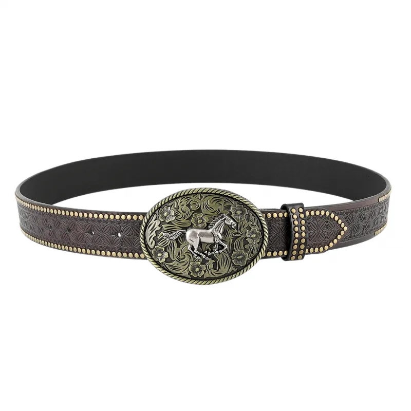 Men's Vintage Embossed Western Cowboy Leather Belt 00338305M sold by Manly product image thumbnail 2
