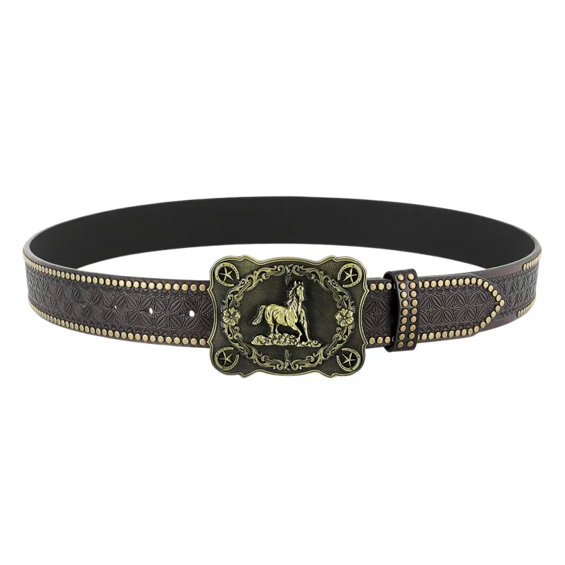Men's Vintage Embossed Western Cowboy Leather Belt 64138481M sold by Manly product image thumbnail 2