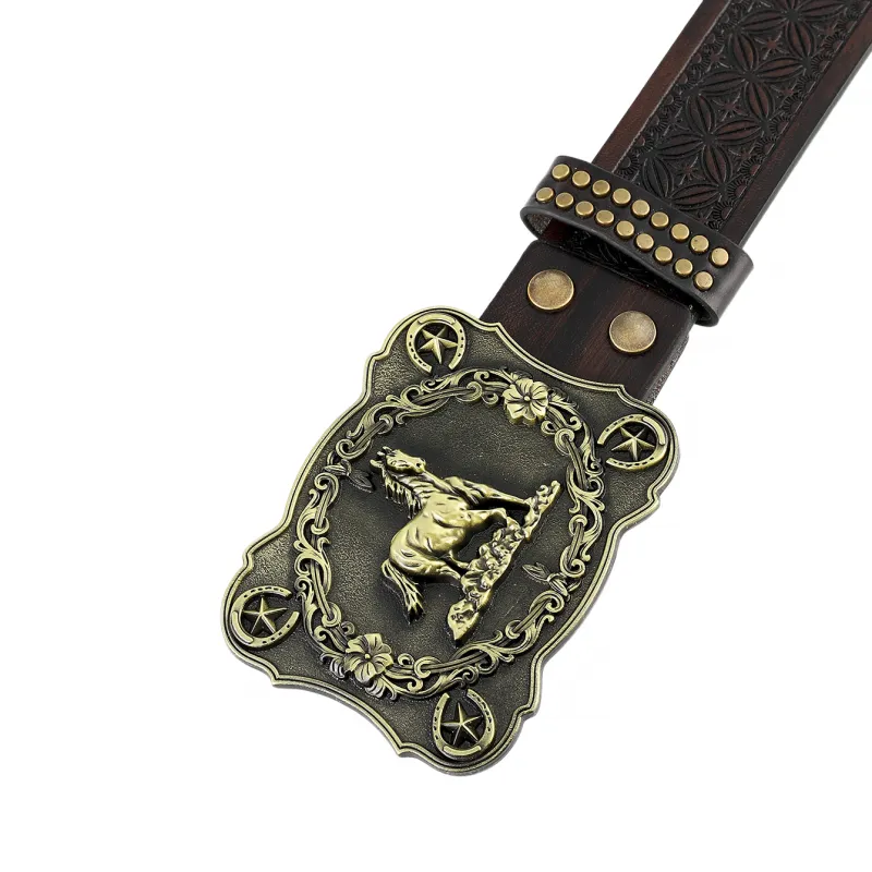 Men's Vintage Embossed Western Cowboy Leather Belt 64138481M sold by Manly product image thumbnail 3