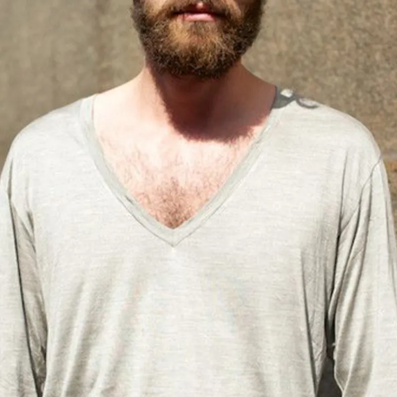 Men's Casual V-neck Modal Cotton Long Sleeve T-shirt 02448394K sold by Manly product image thumbnail 3