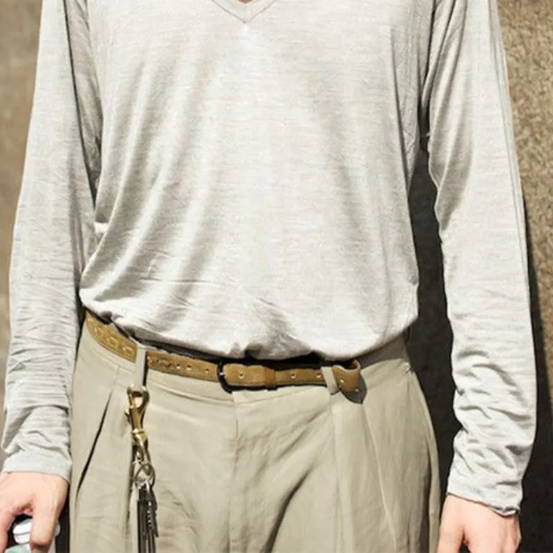 Men's Casual V-neck Modal Cotton Long Sleeve T-shirt 02448394K sold by Manly product image thumbnail 4