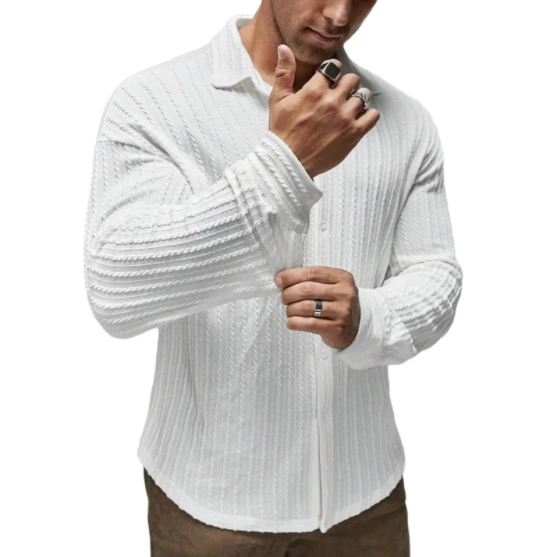 Men's Classic Lapel Skin-friendly Long Sleeve Shirt 50159451F sold by Manly