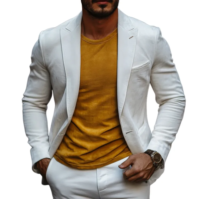 Men's Fashion Suede Single-Breasted Peak Collar Blazer 97563728Y sold by Manly