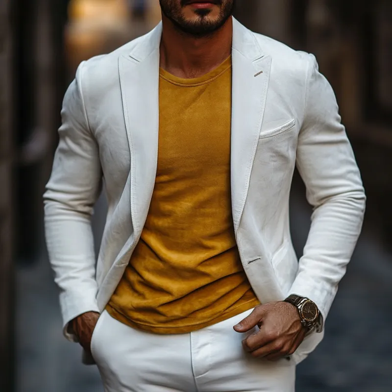 Men's Fashion Suede Single-Breasted Peak Collar Blazer 97563728Y sold by Manly product image thumbnail 3