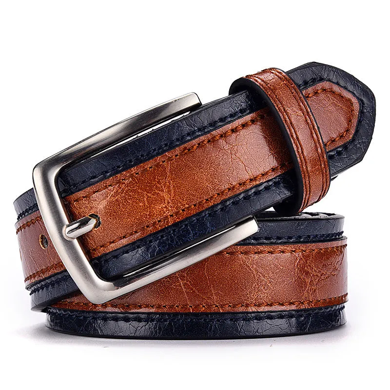 Men's Vintage Colorblock Pin Buckle Leather Belt 71650113U sold by Manly product image thumbnail 2
