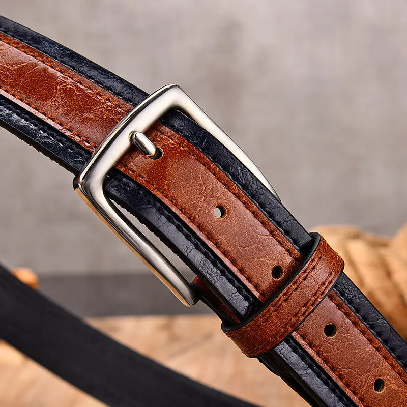 Men's Vintage Colorblock Pin Buckle Leather Belt 71650113U sold by Manly product image thumbnail 3